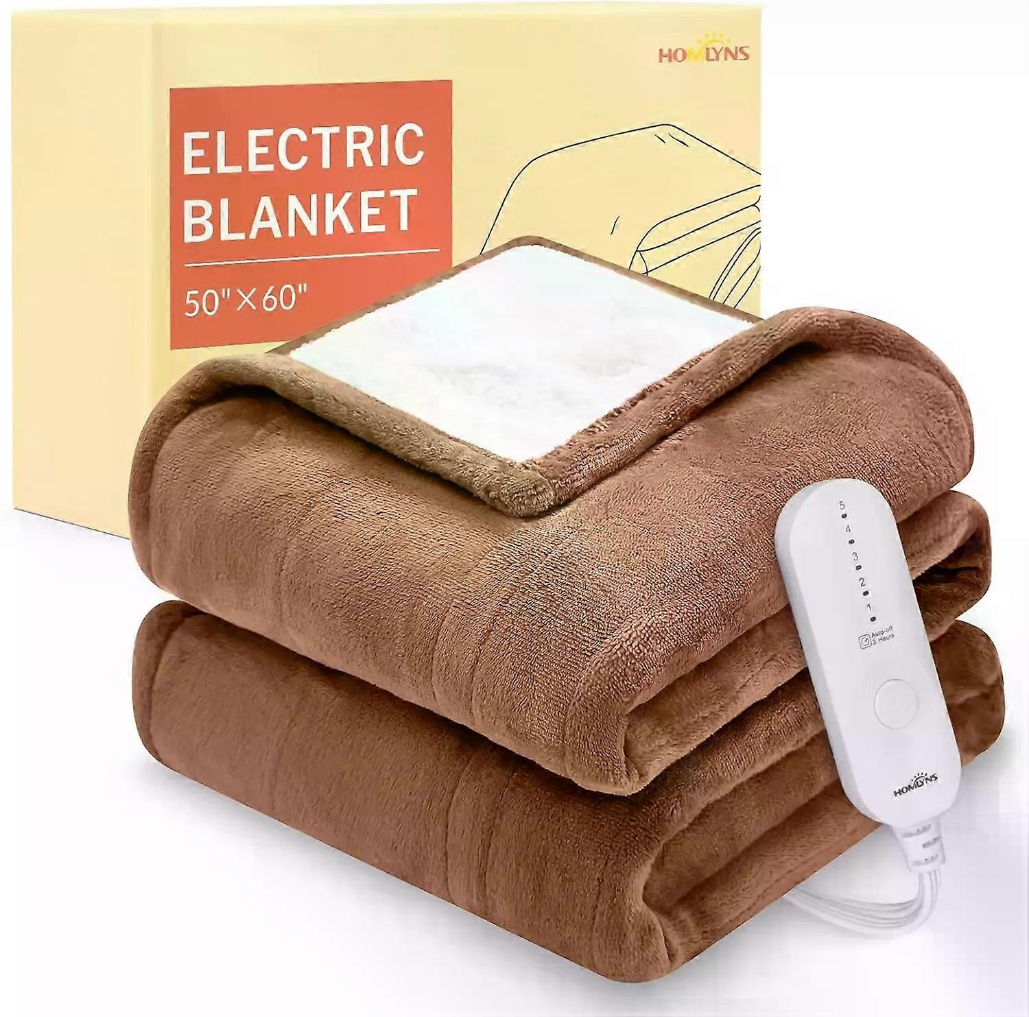 Electric Soft Flannel Wool Blanket, Heating Blanket, 5 Heating Settings