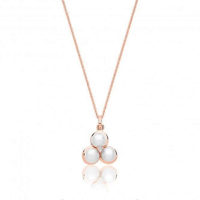 Silver & Co Rose Gold Plated Pearl Cubic Zirconia Pendant SPG0077R