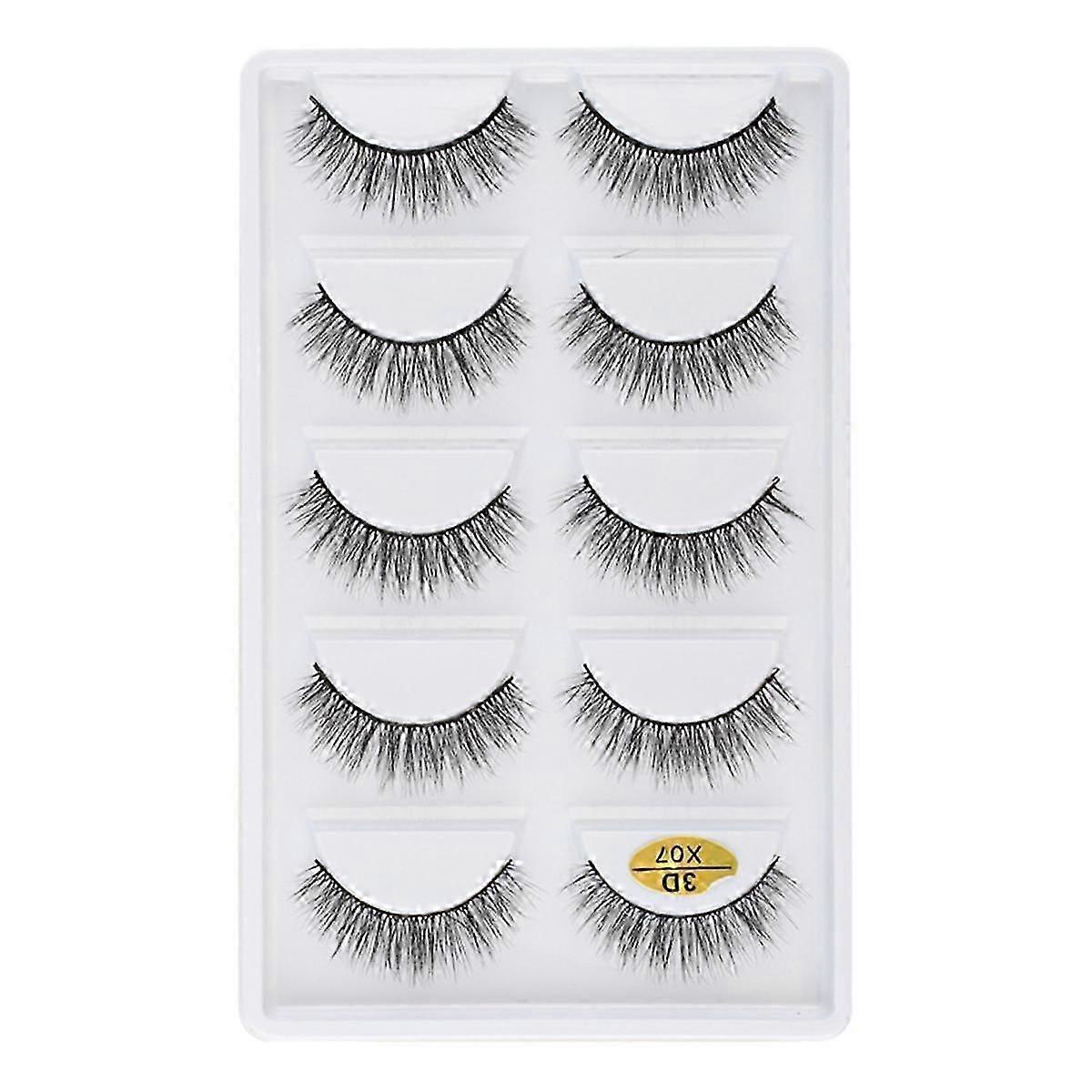 3DX-07 5 Pairs Natural Soft 3D False Eyelashes Handmade Fake Eye Lashes Faux Cils Make Up JN