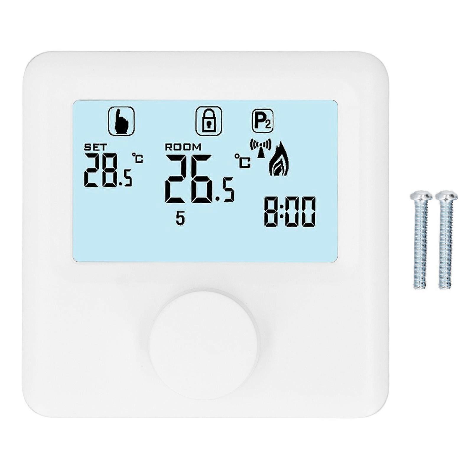 Digital Temperature Controller LCD Display Programmable Thermostat for Boiler White 30‑230VDC