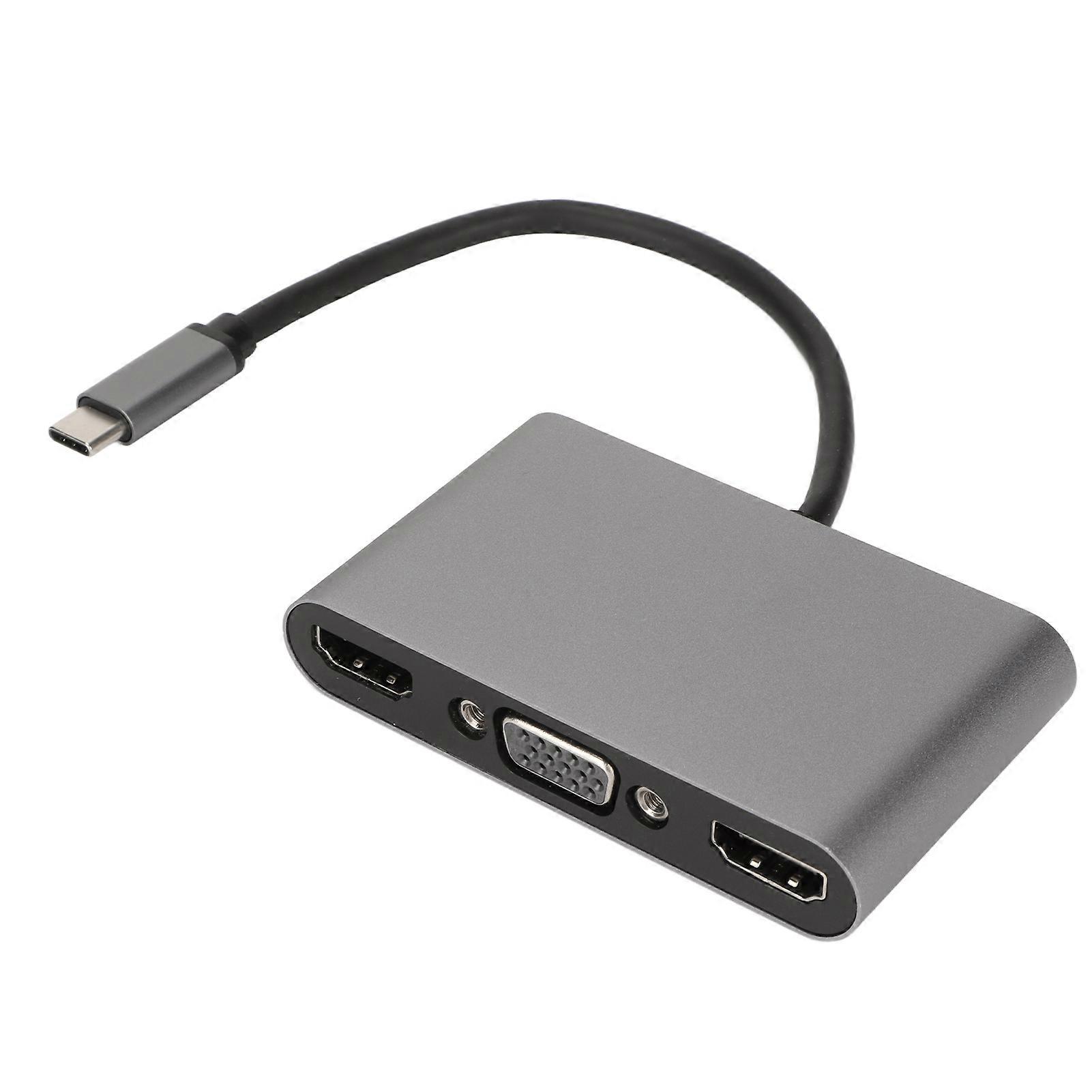 5 in 1 USB C 4K Supports 3 Monitors 100W Fast Charging Type C to Dual High Definition Multimedia Interface VGA PD Hub