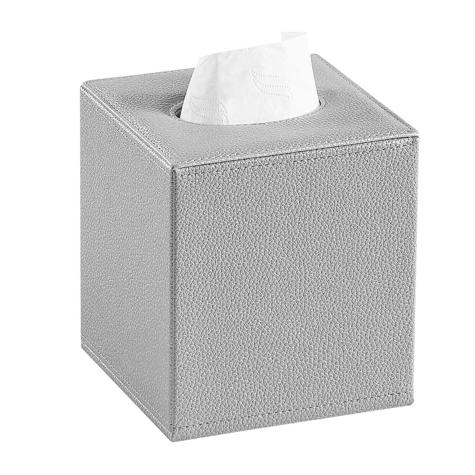 Decorative Tissue Box Cover Square Size for Bathroom, Waterproof, Stylish Design, Fits Standard Tissue Boxes