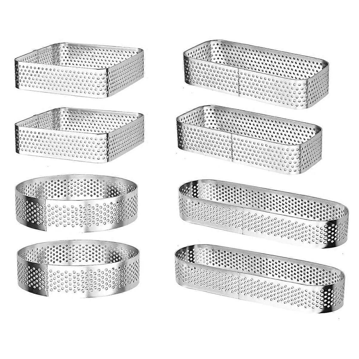 8Pcs Cake Ring, Stainless Steel Tart Ring, Multi Shaped Baking Rings