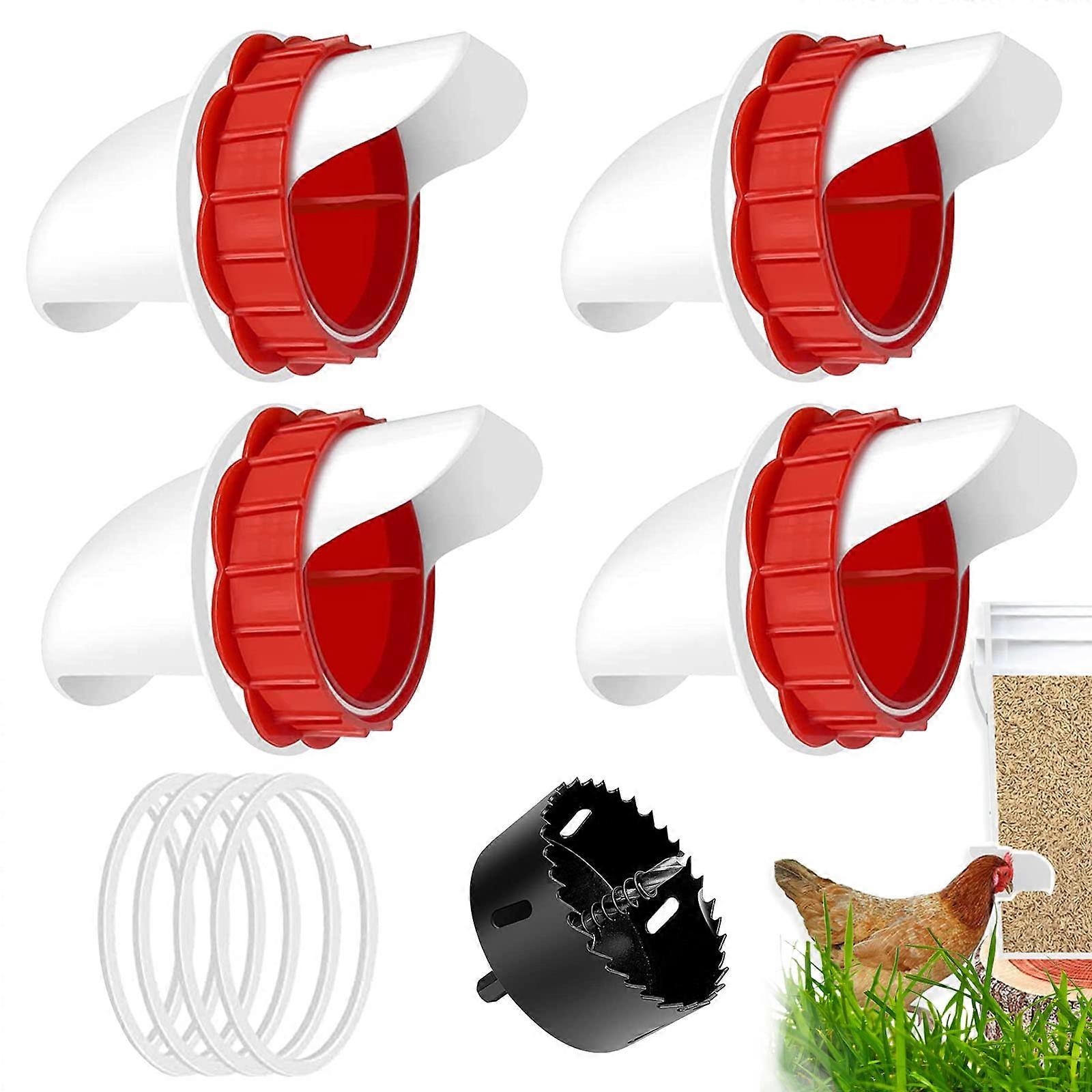 1 Kit Chicken Feeder No Waste Rain-Proof Automatic with Lid Gravity Feeding for Buckets Slots Size