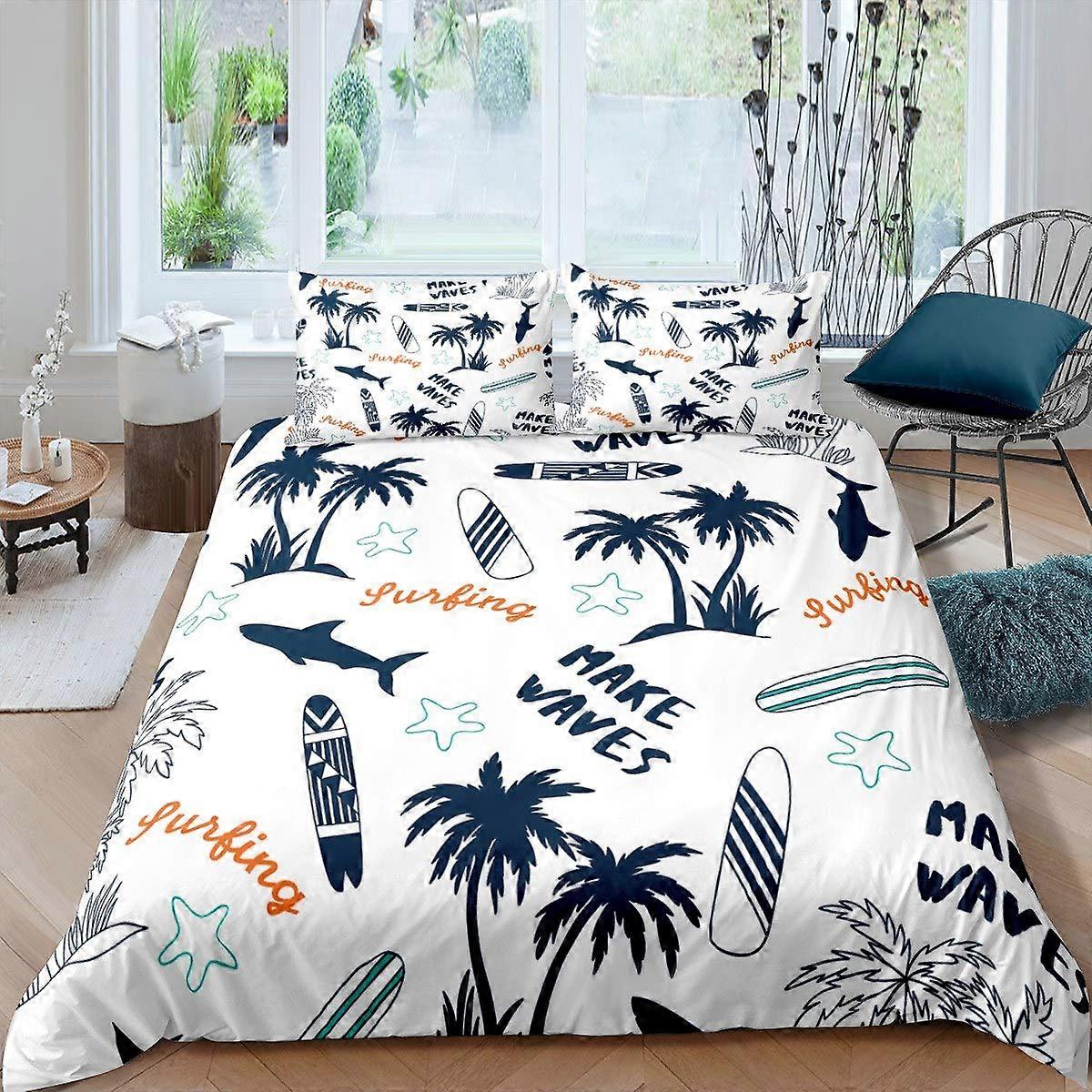 Κάλυμμα Παπλώματος για Surfing Sports Shark Starfish Room Decor Twin Size