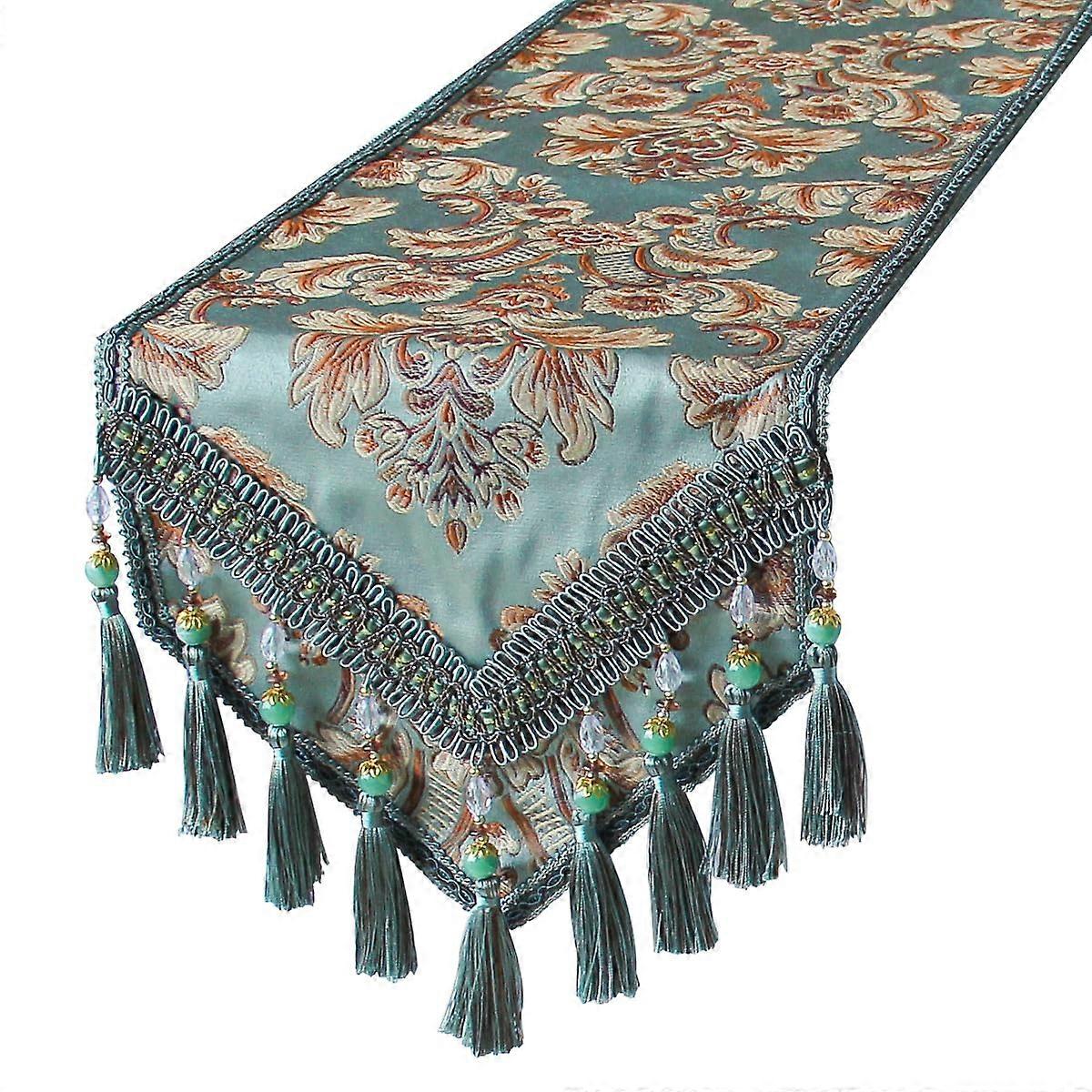 Elegant Floral Brocade Jacquard Table Runner for Dining Table 69 x 12 Inches