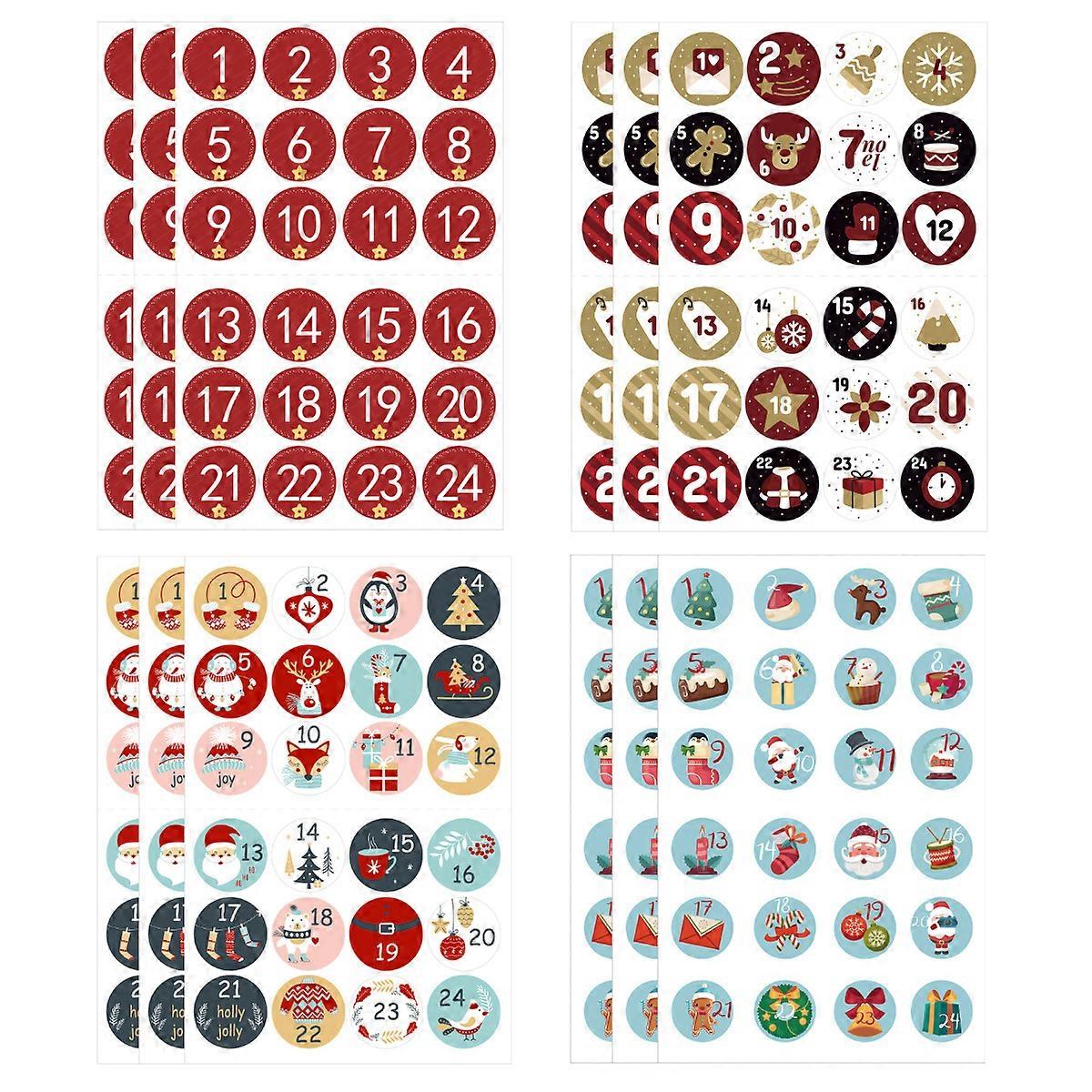 Χριστουγεννιάτικο φύλλο αυτοκόλλητων αριθμών ημερολογίου έλευσης με αυτοκόλλητα 288 για το ημερολόγιο αντίστροφης μέτρησης των Χριστουγέννων DIY δώρα χειροτεχνίας χριστουγεννιάτικα στολίδια