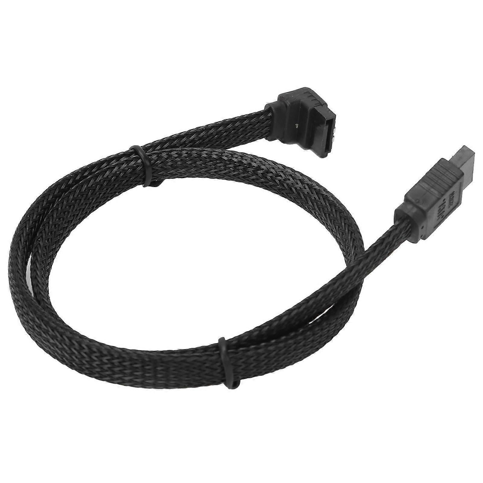 Serial ATA Cable 7P Elbow Hard Disk Data Cable Serial ATA3.0 Adaptor with Colored Mesh Line StyleBlack (elbow) 