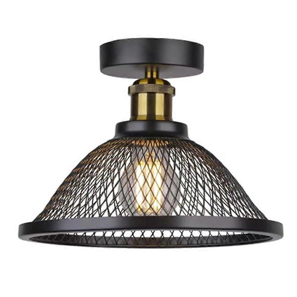 American Metal Half -Embedded Ceiling Lamp, Black Retro Ceiling Lampshade, 1-Head Home Lights