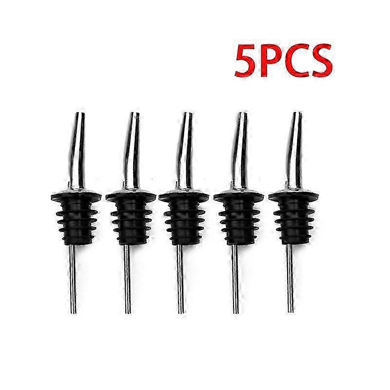 Stainless Steel Classic Bottle Pourers Tapered Spout Liquor Pourers Flow Wine Bottle Pour Spout Stopper Bar Accessories-5PCS Edition a