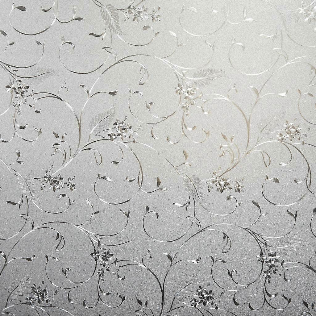 Designer Elegant Flower Decorative Film, Self-Adhesive, 35.5 Inch x 24 Inch, Window Privacy and Home Decor