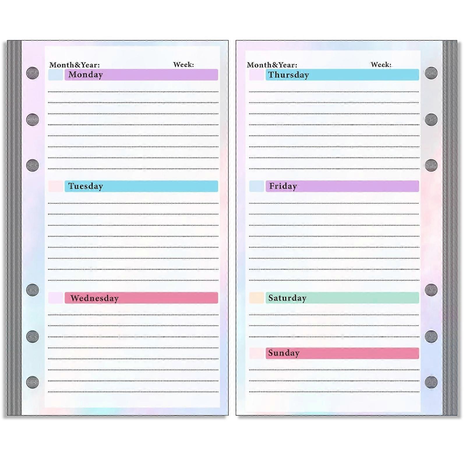 A6 6 Hole Budget Book Loose-leaf Replacement Core Handbook Insert,Spec: Weekly Plan 108 Sheets