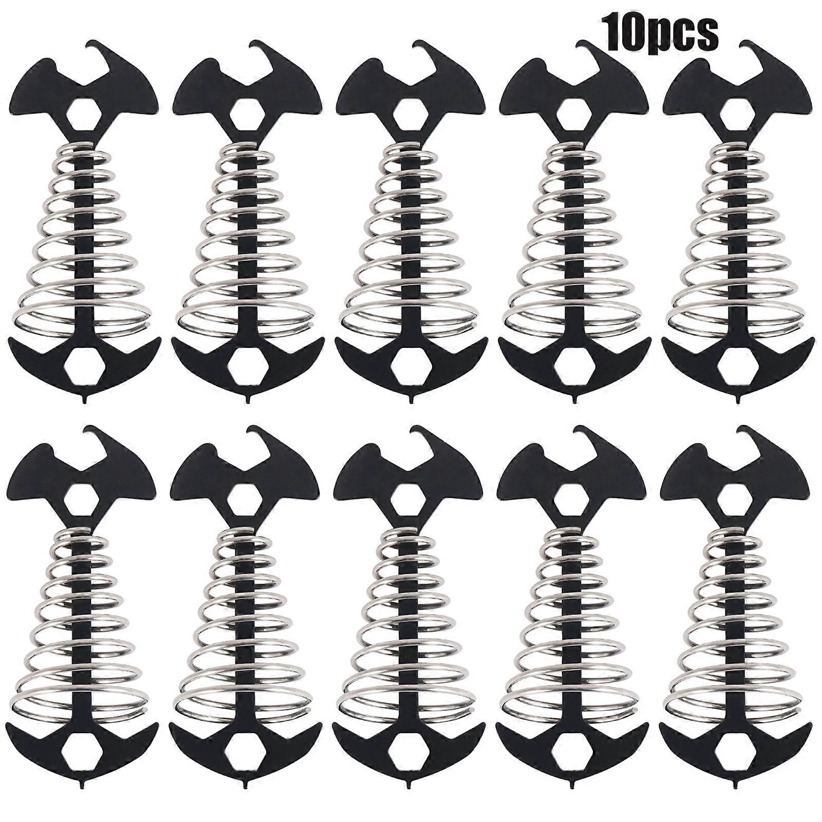 10pcsフィッシュボーンテントロープタイトナーステンレススチールスプリングデッキタイダウンアンカーテントテンショナー屋外キャンプアクセサリー