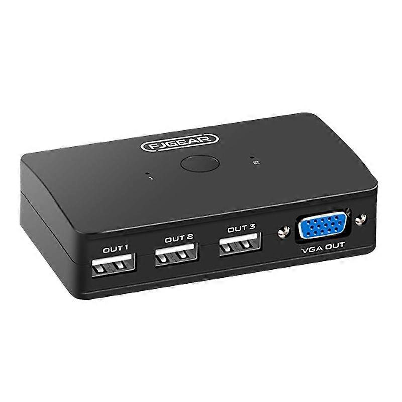 FJGEAR FJ-210UK 2 Ports HD VGA To KVM Switcher With Desktop Controller