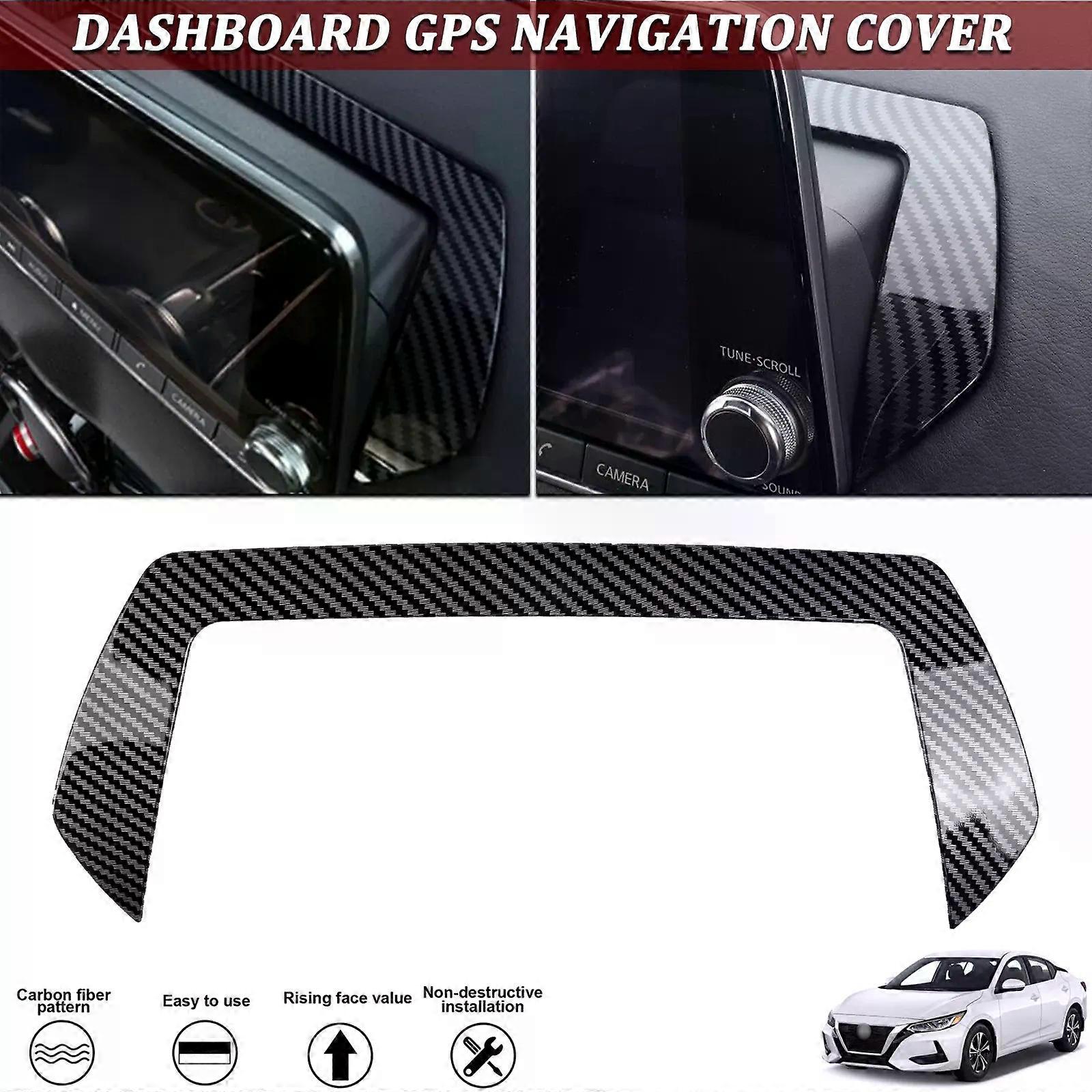 Carbon Fiber Style Interior Dashboard Navigation Multimedia Touch Screen Panel Frame Sticker compatible for Nissan Sentra 2020 2021 2022
