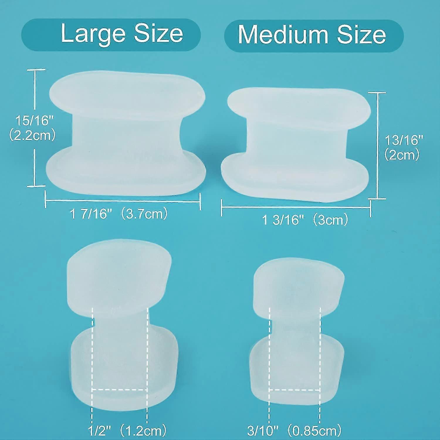 Pack Of 14 Toe Separators, Gel Toe Spacers With Pad,bunion Corrector For Overlap Toes,reduce Pain,rubbing And Friction (8 Large For Big Toes + 6 Mediu