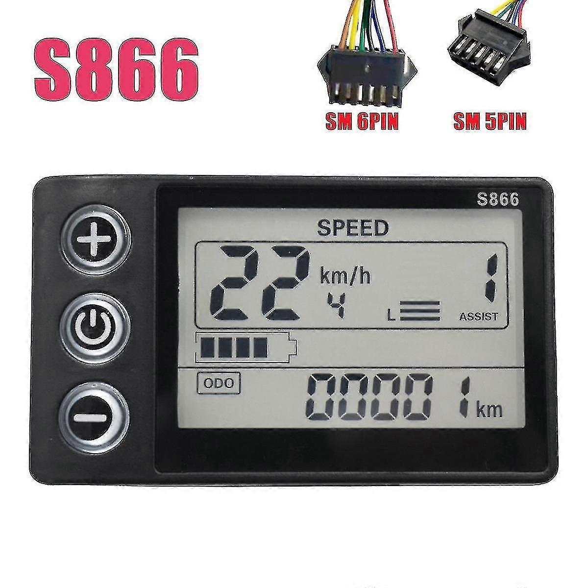 24 V 36 V 48 V 60 V S866 Controller Panel Dashboard Elektrofahrrad LCD-Display für Elektro-E-Bike Scoot