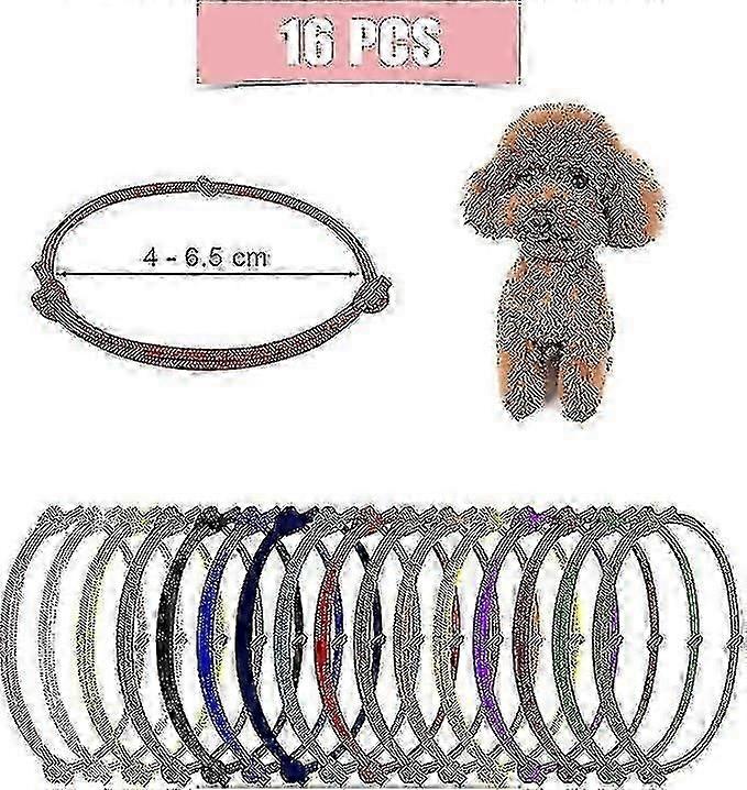 16pcs Newborn Puppy ID Bands, Soft Polyester Adjustable Whelping Collars Kitten Collars Puppy Identification Collars (Multicoloured)