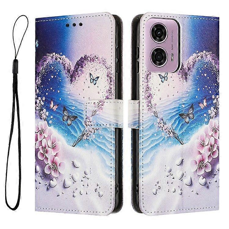 For Motorola Edge 50 Fusion 5G Case Pattern Printing PU Leather Wallet Phone Cover with Lanyard