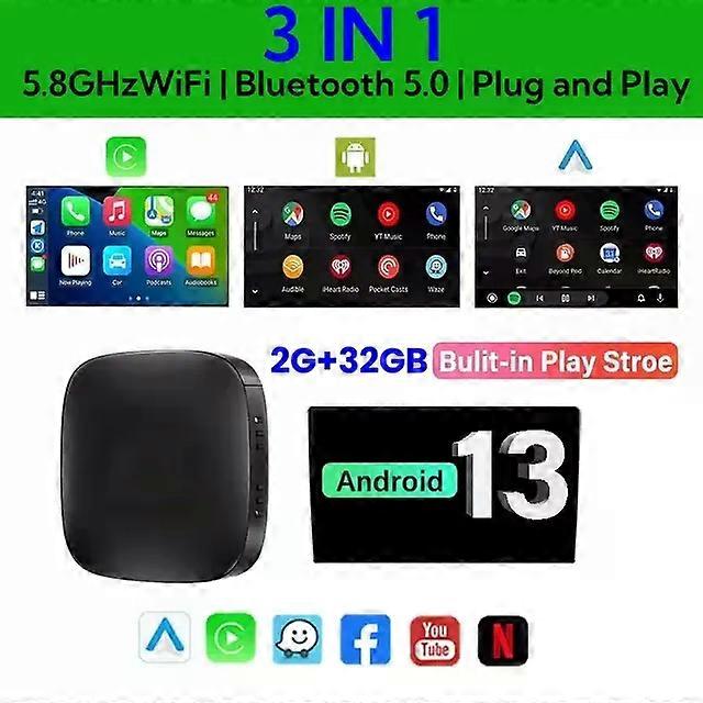 2025 Smart CarPlay Ai Box Android 13 TV Box Wifi Wireless Android Auto Built-in Play Store For Netflix YouTube OEM CarPlay Cars