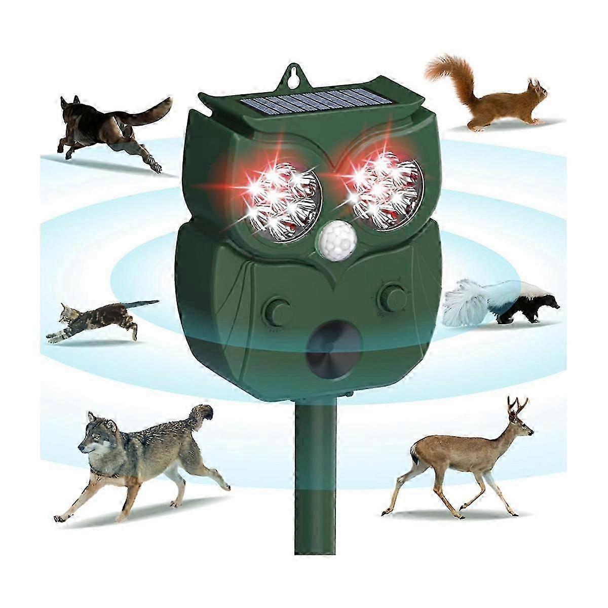 Ultrasonic Animal Repeller,Motion Detection LED Flash Light,Solar Animal Repellent for Dog Fox Rabbit Squirrel