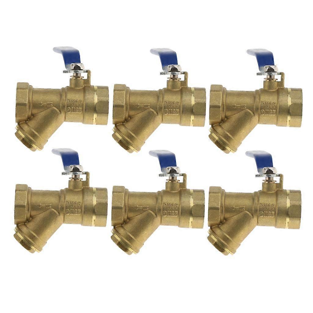 6Set Brass Ball Valve Internal Thread with Sieve Filter for Water Oil DN25