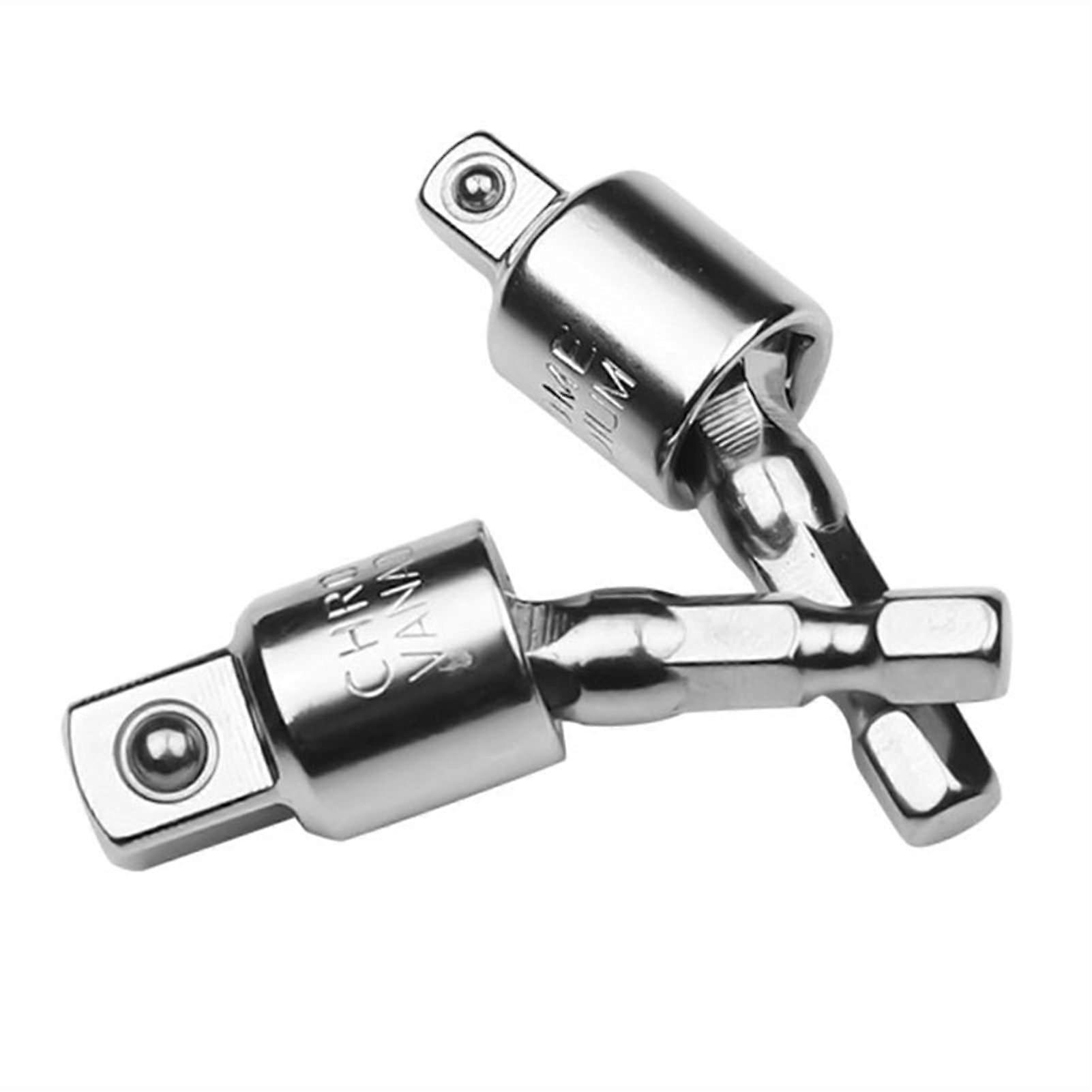 Sockets 1/4" 3/8" Universal Ratchet Wrench Adapter With 360 Degree Rotary Head Extension Bar Joint Tool Set