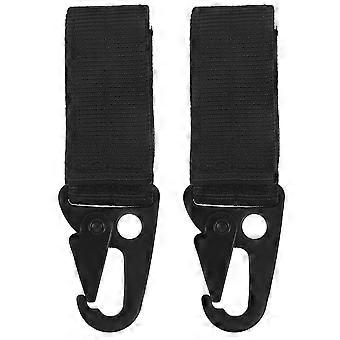 2pcs Outdoor Tactical Nylon Webbing Hanging Buckle Military Fan Belt Multi-function Carabiner Eagle Hook(Black)