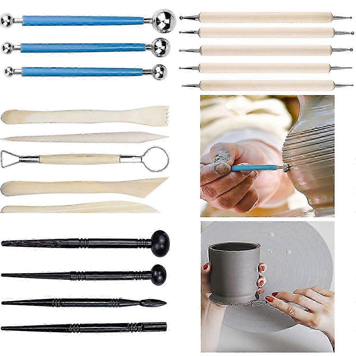 Powcan Polymer Clay Tool, 24Pcs Polymer Ton Tool Modeling Tools Set