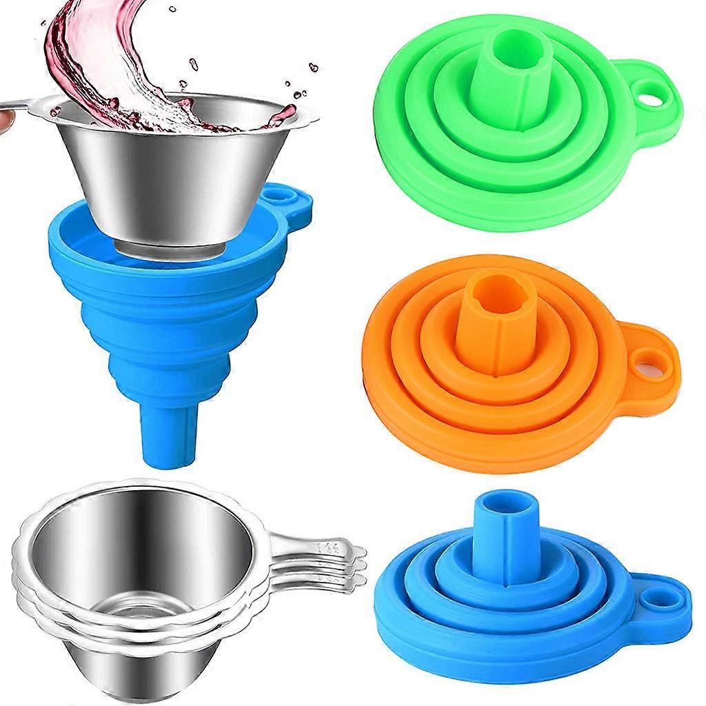 Funnel Combination Collapsible Silicone Funnels Stainless Steel Resin Filter Cups 6Pcs for SLA/DLP 3DPrinter Consumables