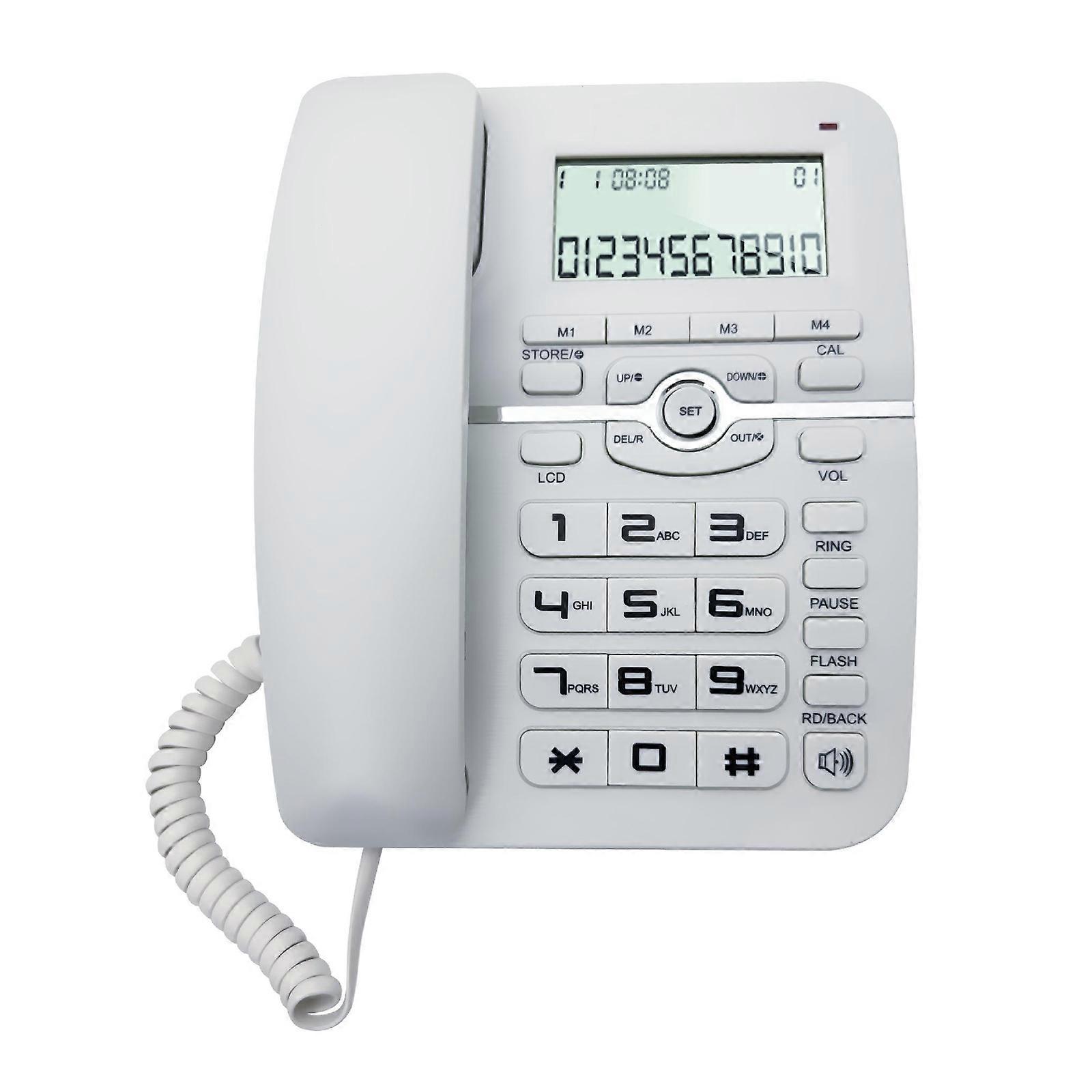 Landline Telephone Desktop Telephone Fixed Telephone Caller Telephone Front Desk Home Office with Call Display Telephone White