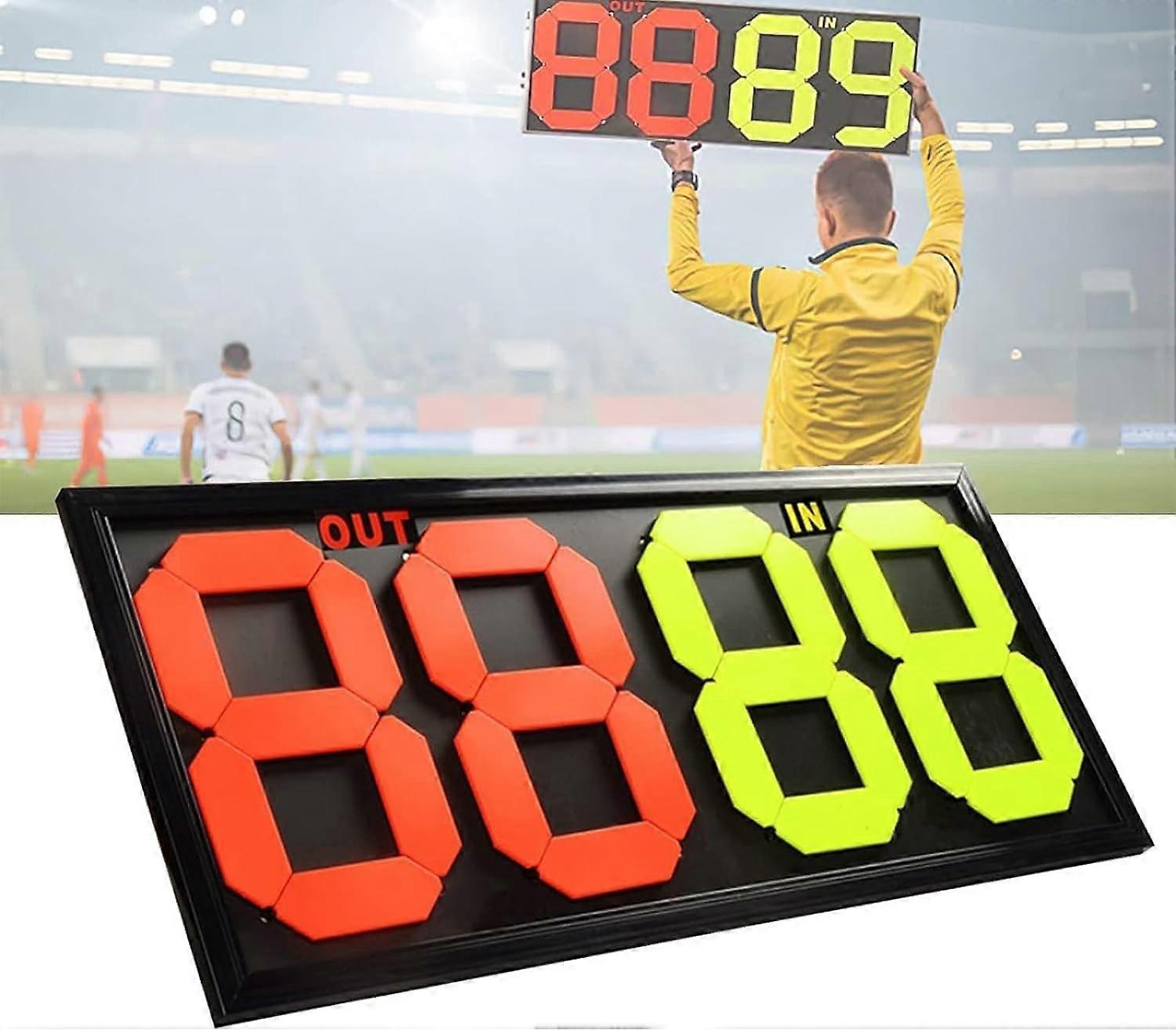 Football Referee Substitution Board with 4-Digit Display for Player Change and Added Time