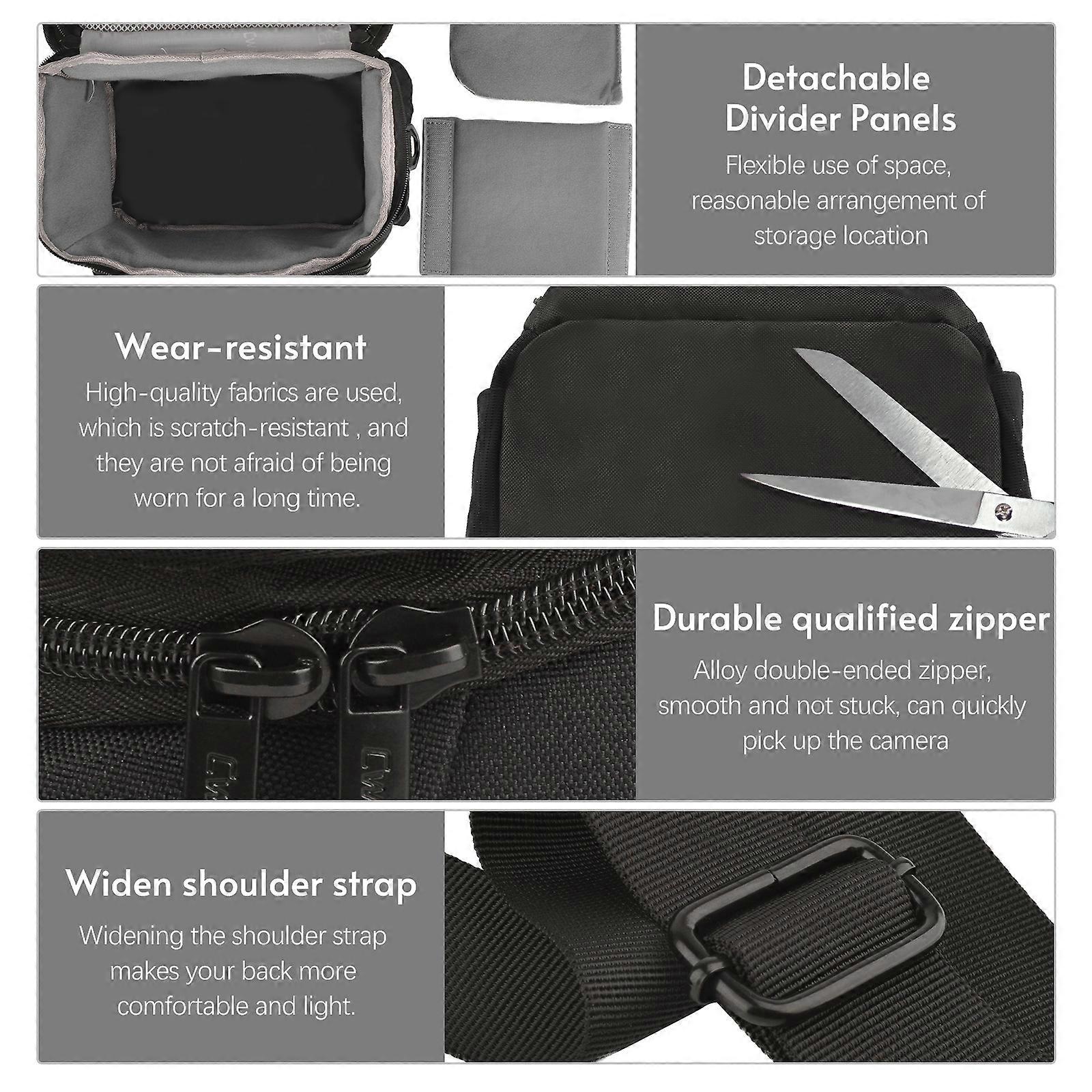 Cwatcun Camera Bag Travel Camera Shoulder Bag Water-resistant Shock-proof Camera Case for Mirrorless Camera with Removable Dividers And Shoulder Stra