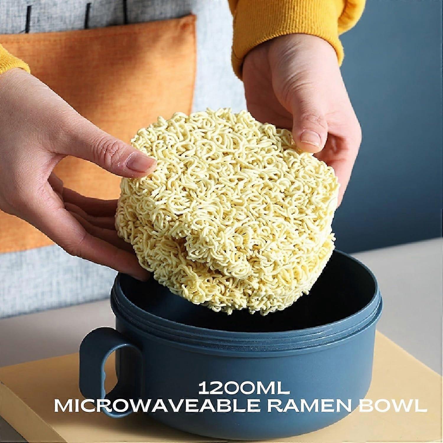 Microwavable Ramen Bowl, 2-Piece Set, Portable, Powder Blue