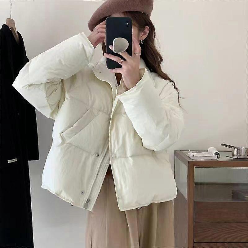 Down Cotton Jacket Women's Short Small Solid Color Fashionable Bread Jacket Warm Winter Cotton Jacket