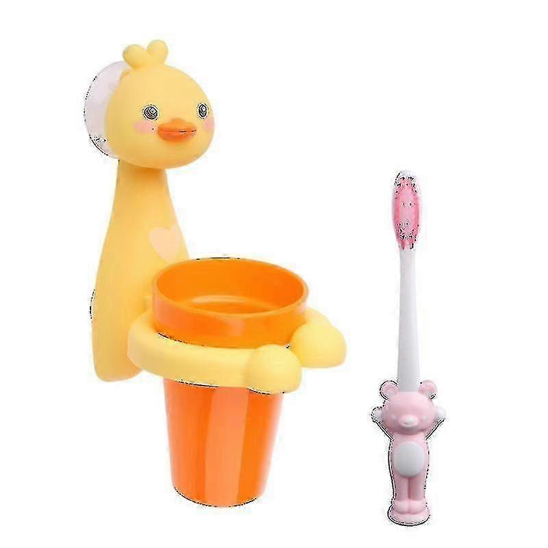 壁掛け式アヒル歯ブラシホルダー(カップ付き子供用)