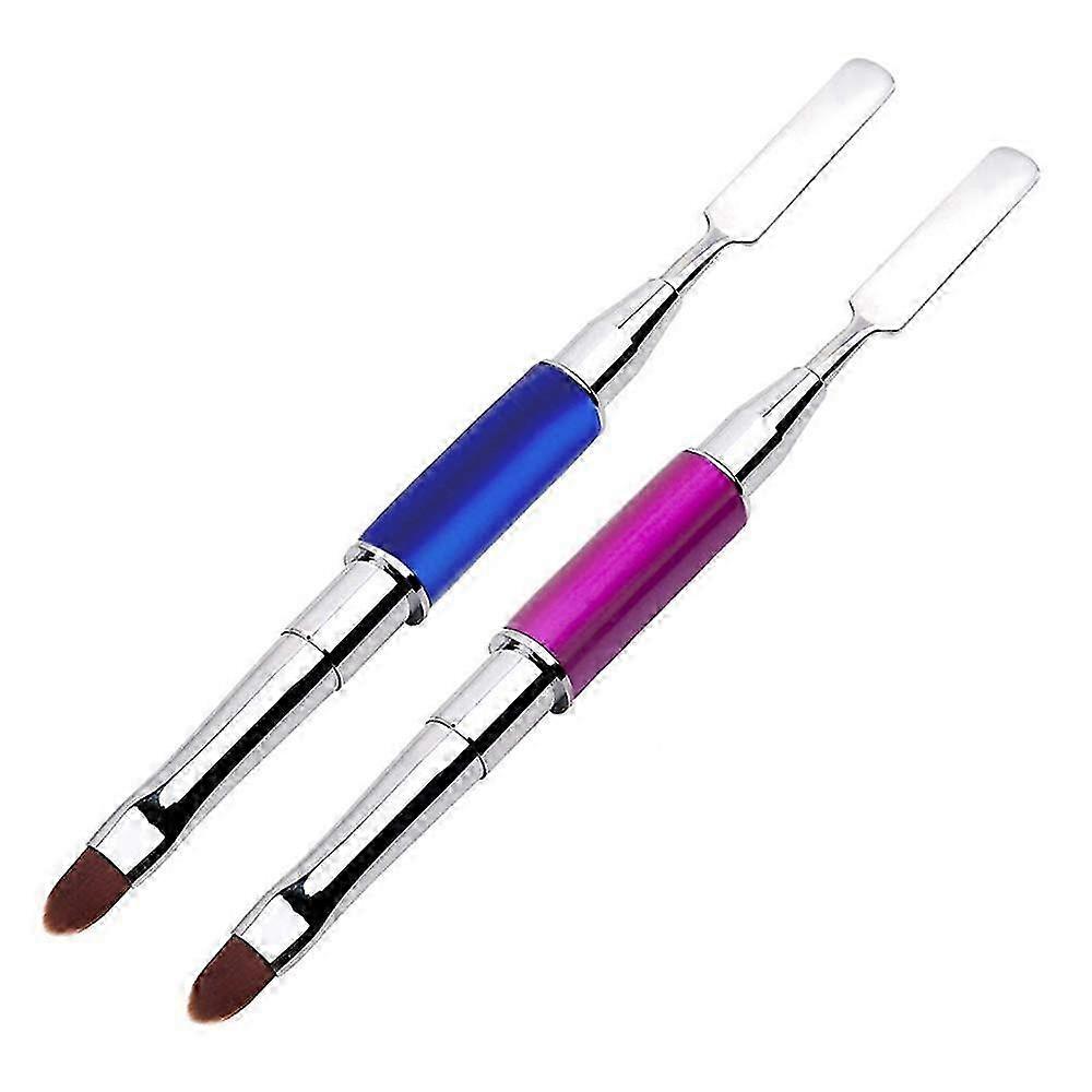 Pinceau et cueilleur en polygel à double extrémité 2 en 1 - Outil à ongles en acier inoxydable