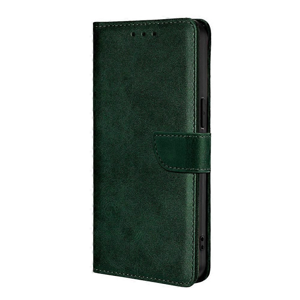 Veske Til Iphone 14 Pro Max Grønn Flip Skinn Anti-Fall Kortspor På lager