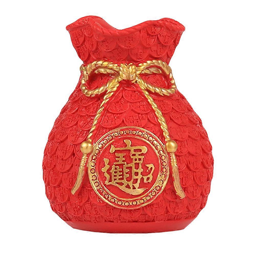 Chinese Style Flower Pot Resin Flower Pot Auspicious Design Home Decor Item Red 15X11X11CM 1Pack