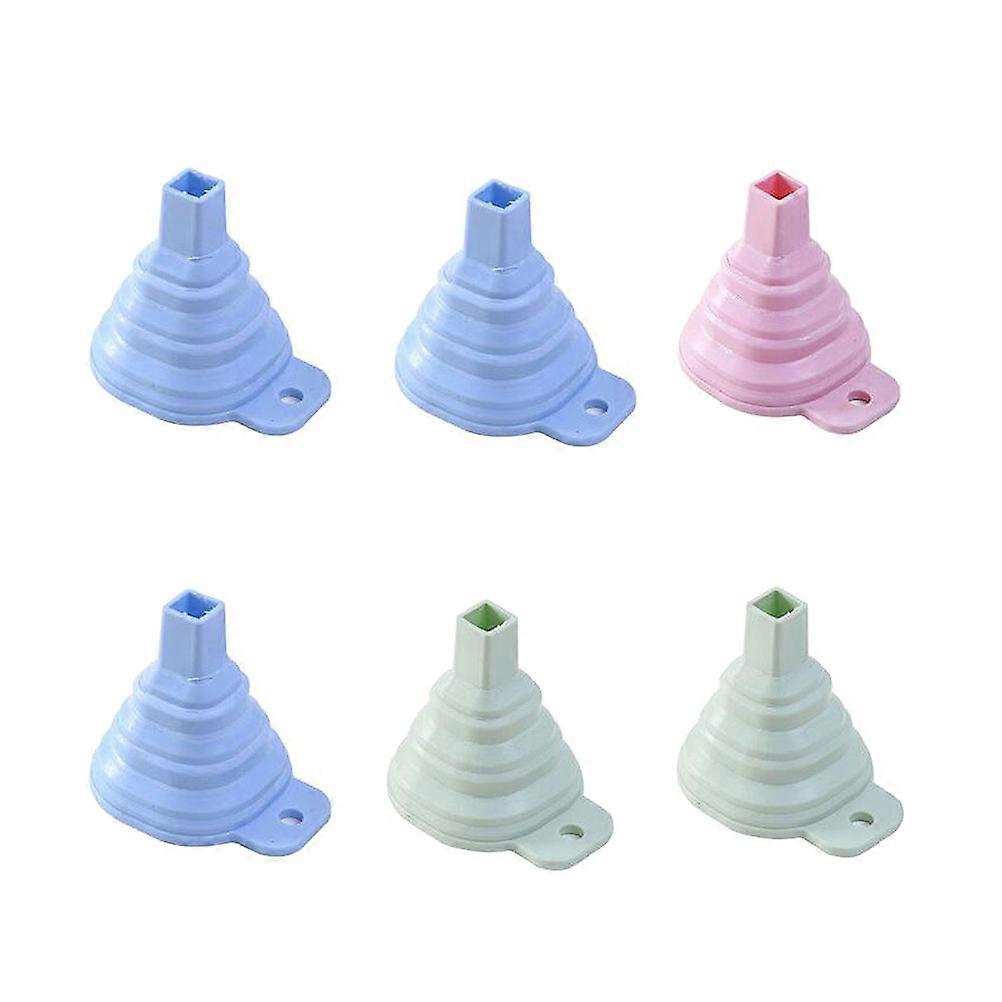 Silicone Funnel Portable Collapsible Funnels Liquid Transfer Home Use Assorted Color 7X6X7.2cm 6Pack