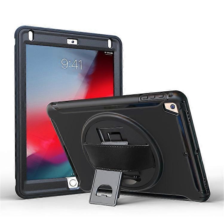 360 Degree Rotable TPU + PC Tablet Case with Kickstand and Adjustable Hand Strap Compatible For iPad 9.7 (2018) / 9.7 (2017) / Air