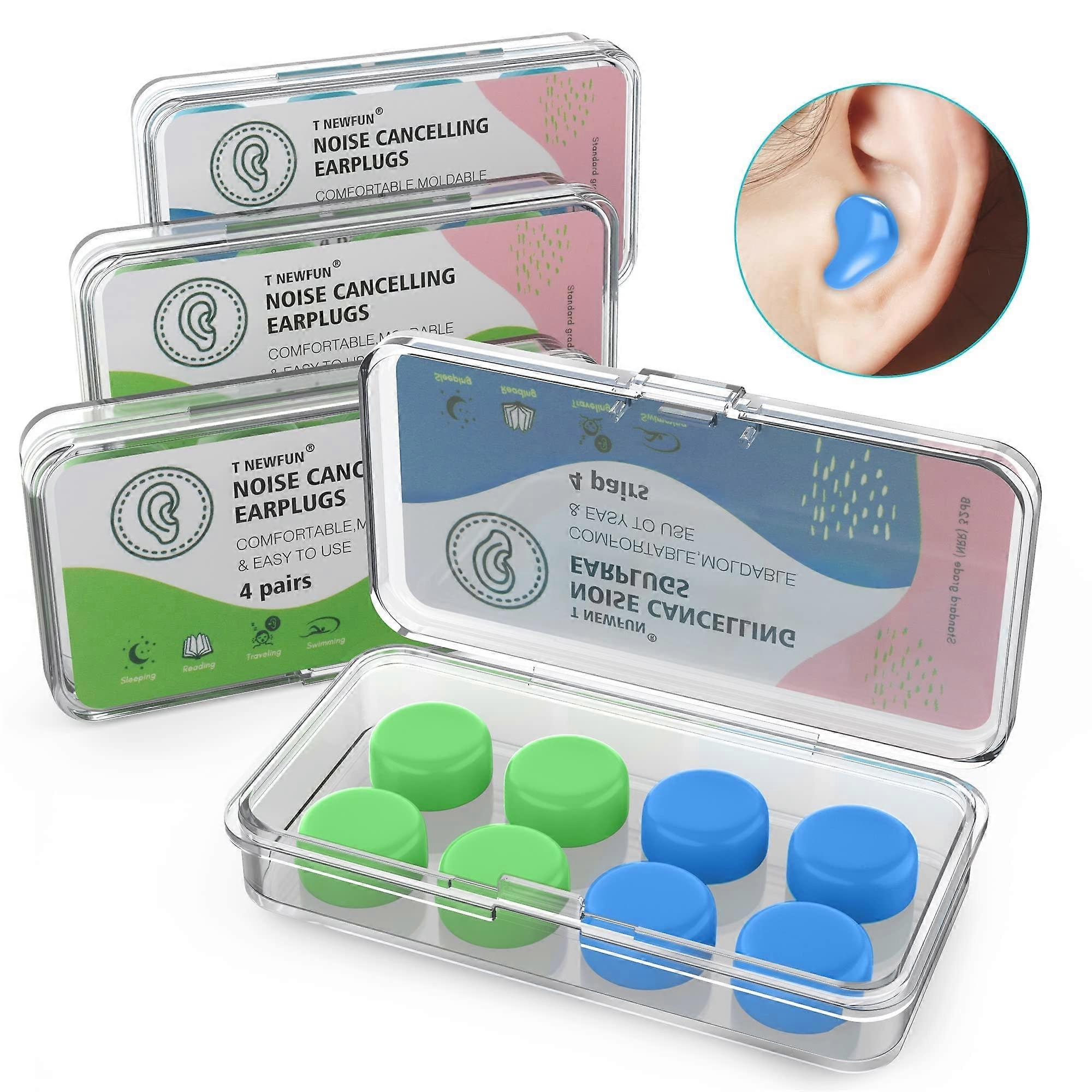 Silicone earplugs for sleeping, swimming, reusable, moldable with noise cancellation (32 cushions)