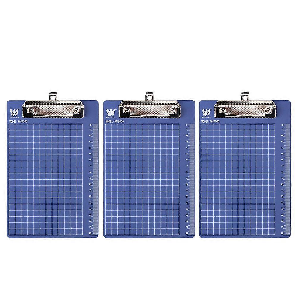 Document Holder Rectangular Plastic Clip Board for School Use 22.5x14.8cm Blue 3Set