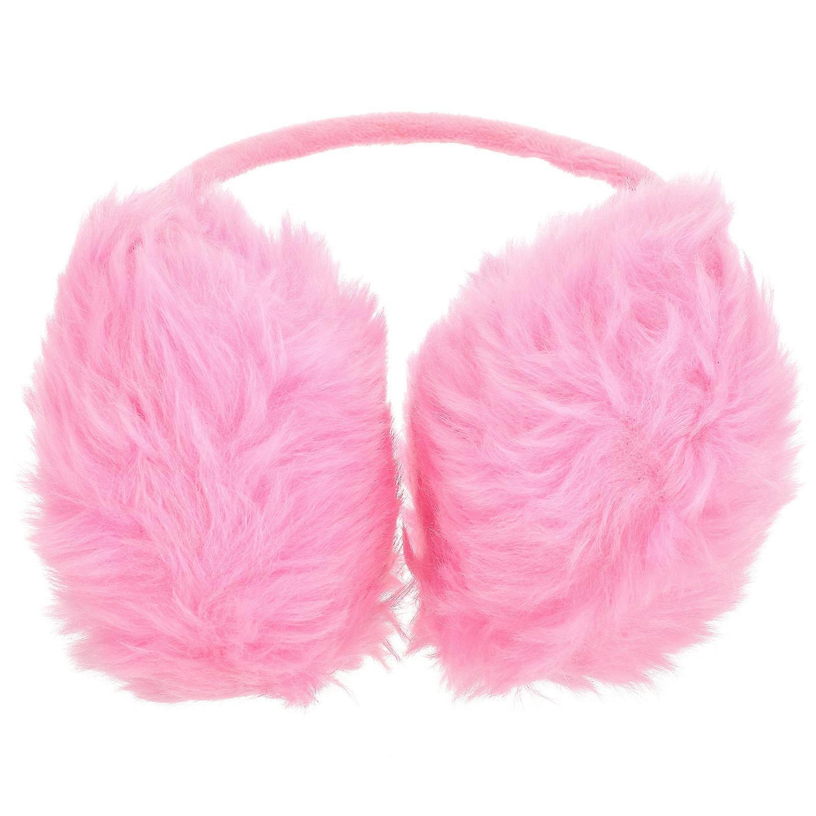 Women's Winter Ear Muffs Plush Faux Rabbit Ear Warmers for Cold Weather Outdoor Activities, Soft Headband Design, Pink