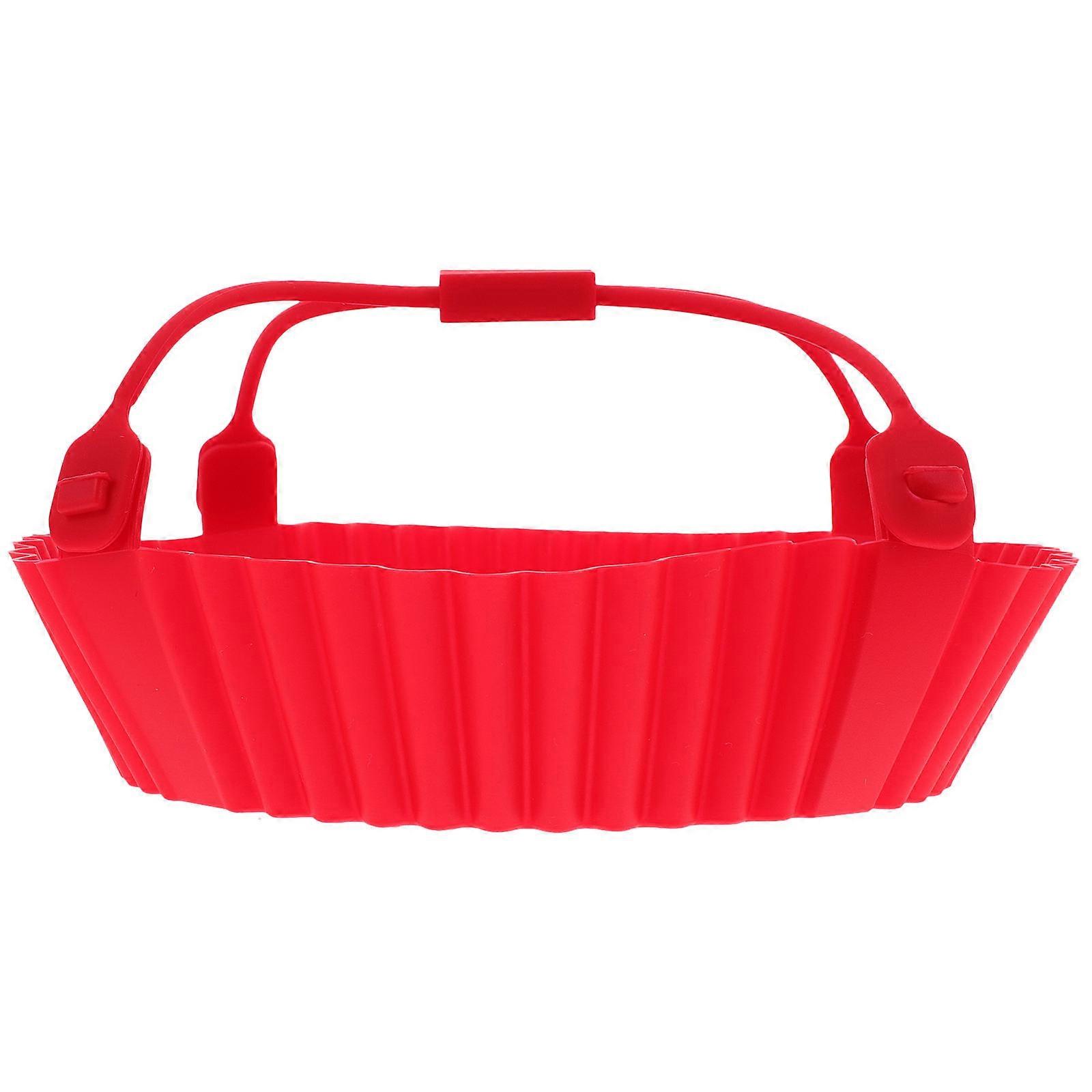 Silicone Air Fryer Liner Replacement, Non Stick Reusable Baking Pot with Handle for Easy Food Removal, Heat Resistant Kitchen Cooking Liner for Home