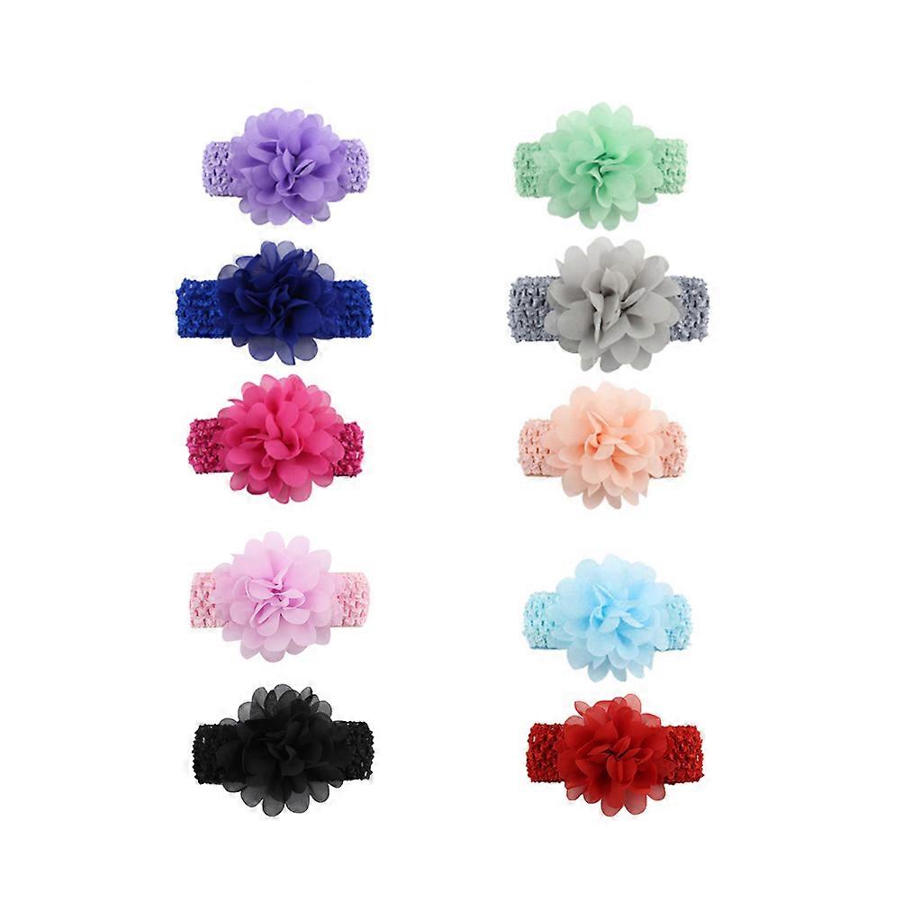 Chiffon Flower Headbands Comfortable Elastic Hair Wraps for Photography Props in Vibrant Colors