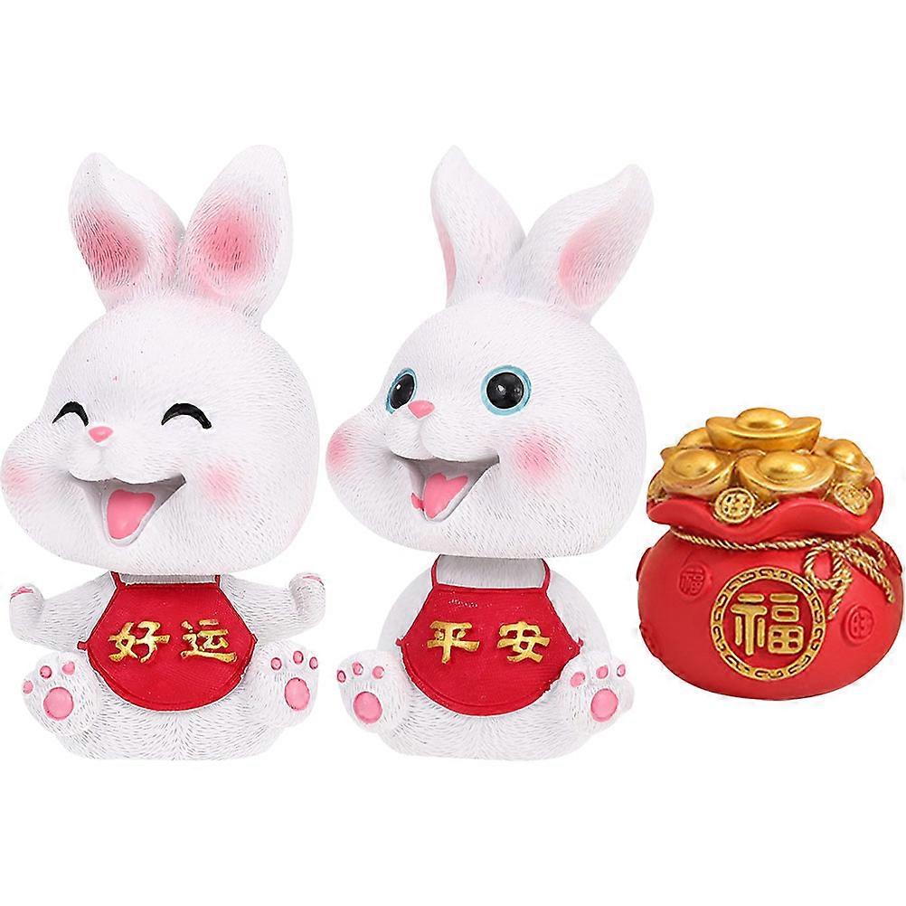 Year Of The Rabbit Figurine Resin Craft Bunny For Desktop Decoration 1Set