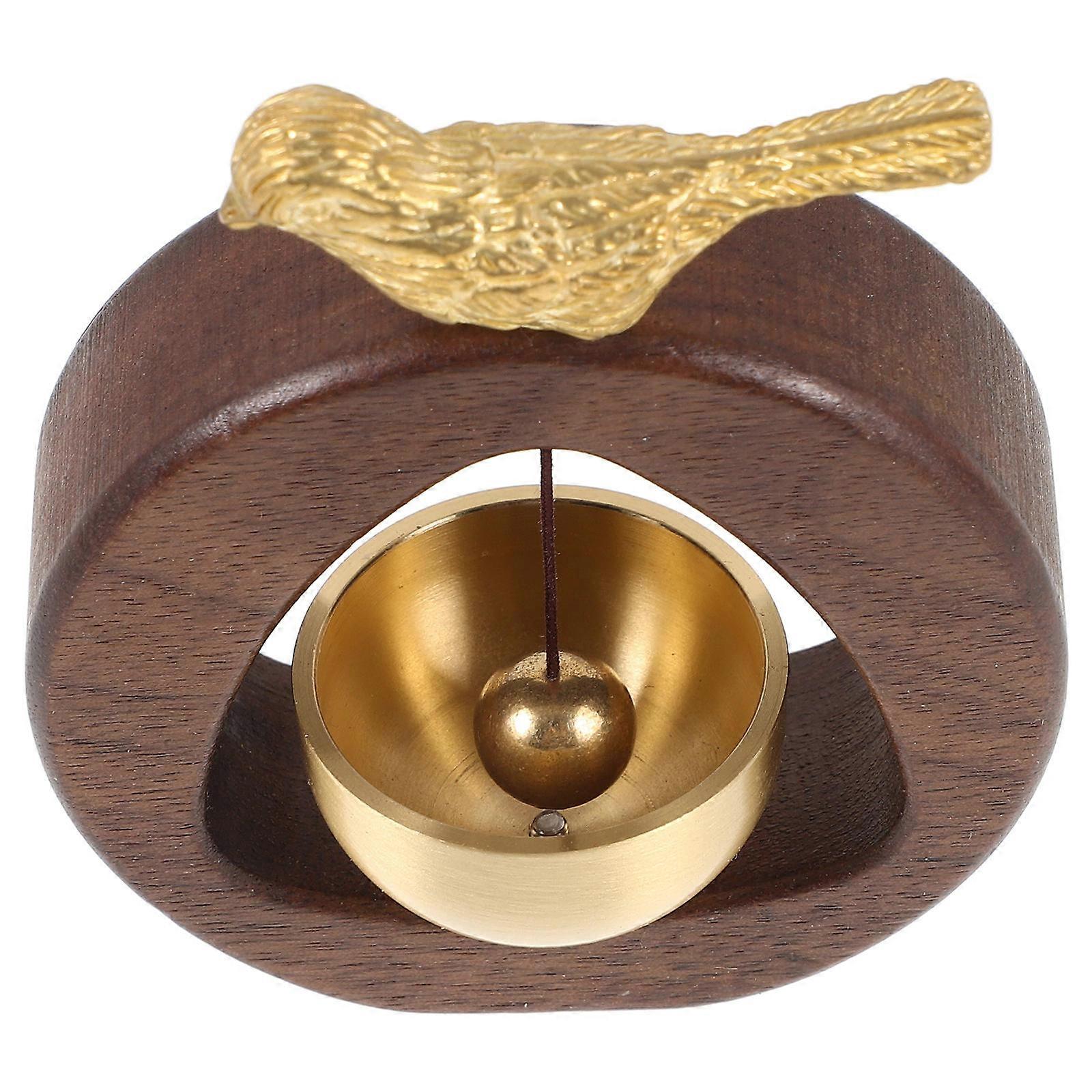 Bell For Door Opening Wood Shopkeeper Bell Business Office Use Metal Material Round Shape With Bird Design 1Set