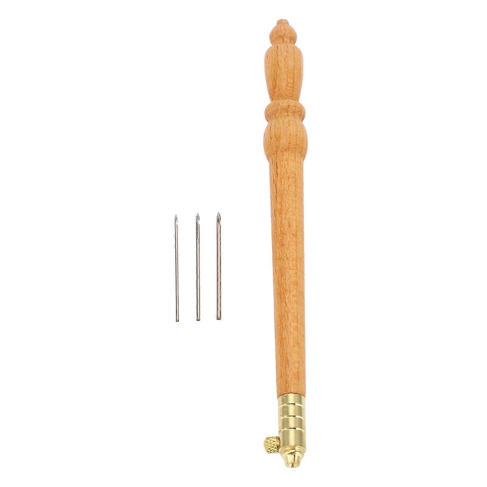 Crochet à broder en bois antidérapant avec aiguilles de 0,8 mm, 1 mm et 1,2 mm pour la couture et les perles