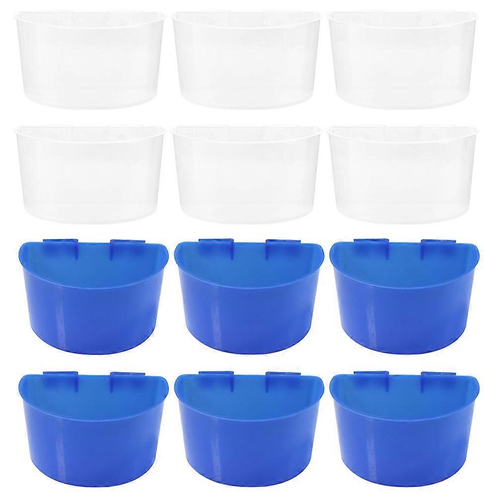 12pcs Thickened Plastic Semicircle Bird Food Bowls Feeder Troughs for Cage Use Easy Clean Suitable for Canaries Budgies